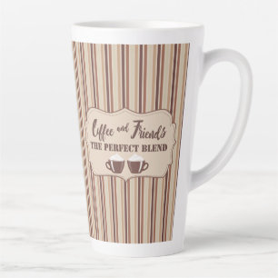 Retro Brown Stripe Coffee and Friends  Coffee Mug