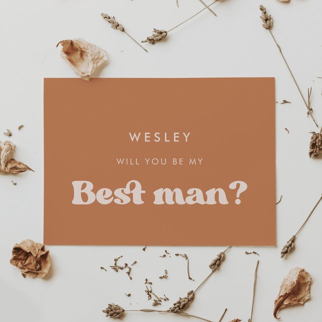 Retro brown sugar Will you be my best man card (Creator Uploaded)