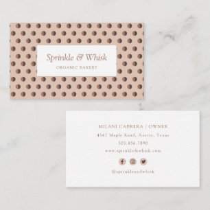 Retro Brown Two Toned Polka Dots Bakery Business Card