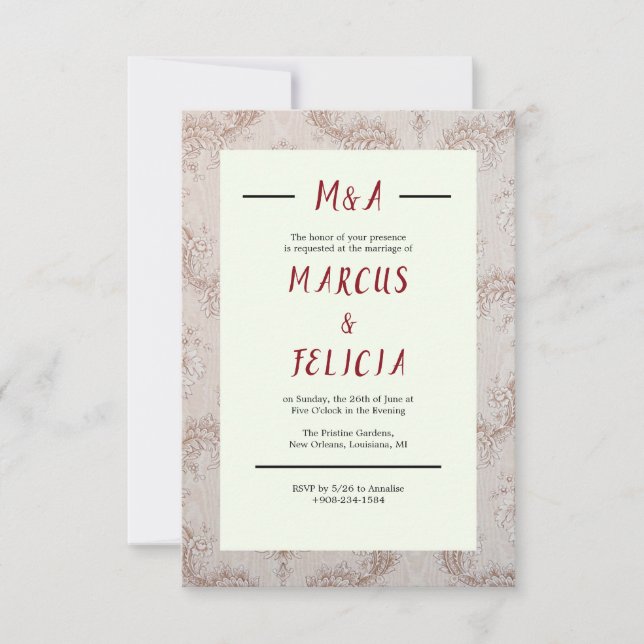 Retro Brown Wedding Invitation (Front)