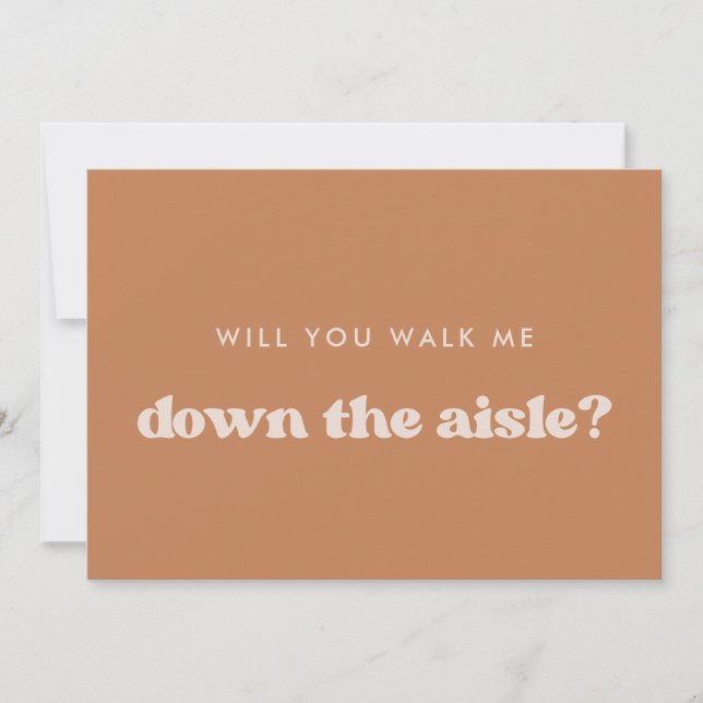 Retro brown  Will you walk me down the aisle Invitation (Front)