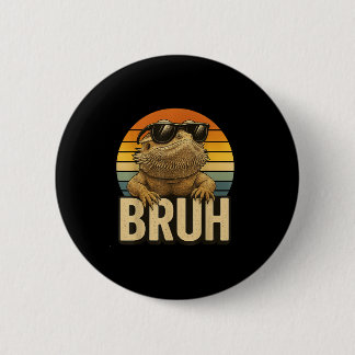 Retro Bruh Bearded Dragon Funny Lizard Vintage 6 Cm Round Badge