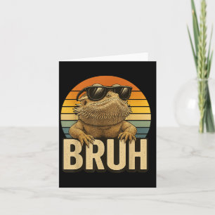 Retro Bruh Bearded Dragon Funny Lizard Vintage  Card