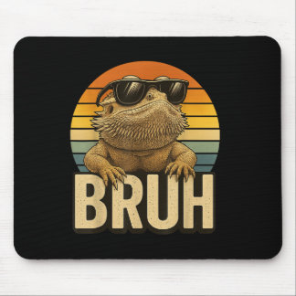 Retro Bruh Bearded Dragon Funny Lizard Vintage Mouse Mat