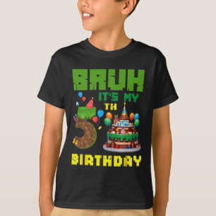 Retro Bruh It's My 5th Bday Pixel Cake Gamer 5 Yea T-Shirt