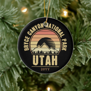 Retro Bryce Canyon National Park Utah Ceramic Tree Decoration