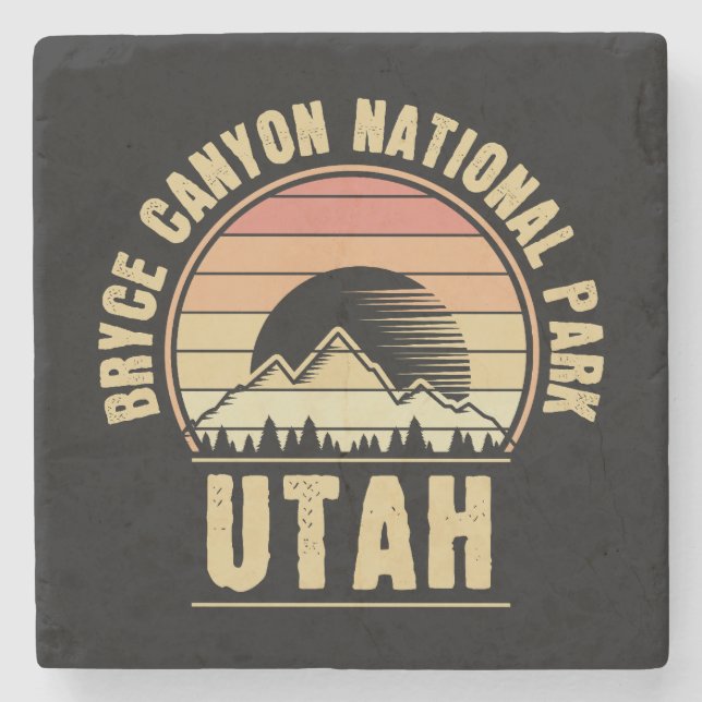Retro Bryce Canyon National Park Utah Stone Coaster (Front)