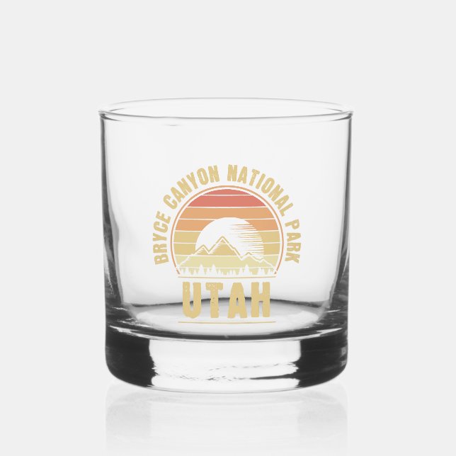 Retro Bryce Canyon National Park Utah Whiskey Glass (Front)