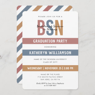 Retro BSN Nursing School Graduation RN   Invitation