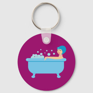 Retro Bubble Bath Girl Key Ring