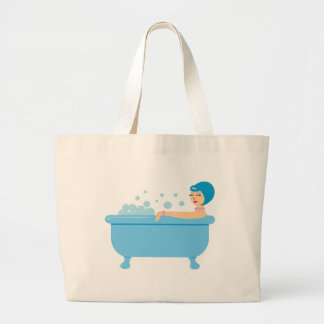Retro Bubble Bath Girl Large Tote Bag