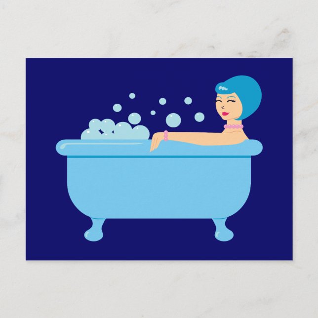 Retro Bubble Bath Girl Postcard (Front)