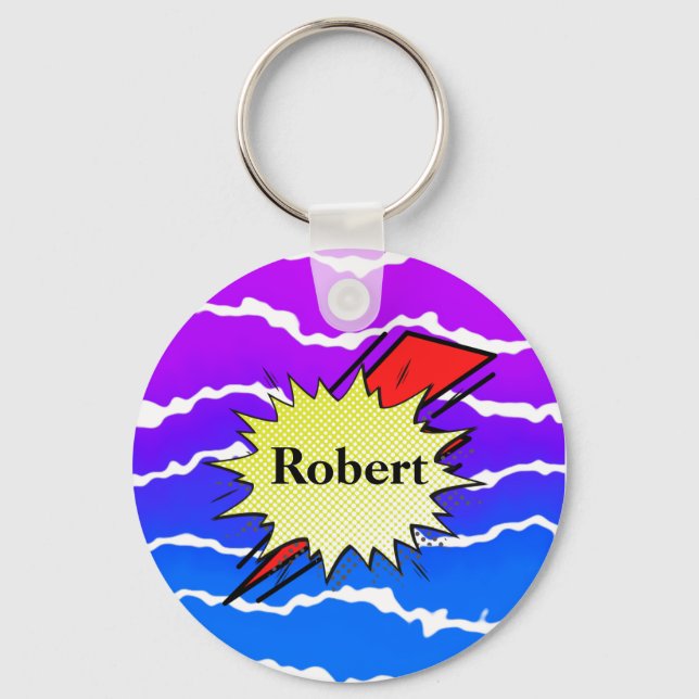 Retro bubble color comic key ring (Front)