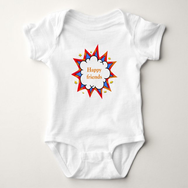 Retro Bubble Comic Pop Colorful Abstract Design Baby Bodysuit (Front)