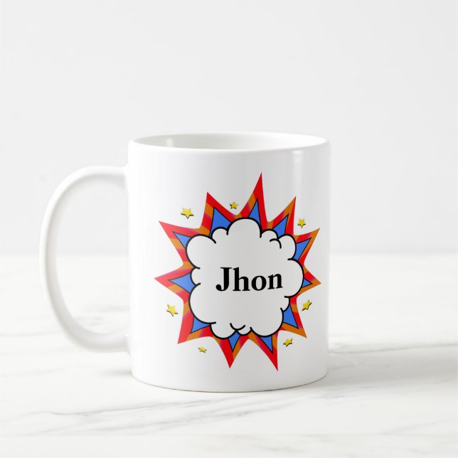 Retro Bubble Comic Pop Colorful Abstract Design Coffee Mug (Left)