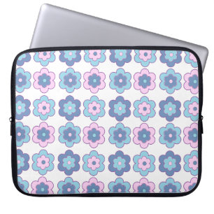 Retro Bubble Flowers (pink and blue) Pattern Laptop Sleeve