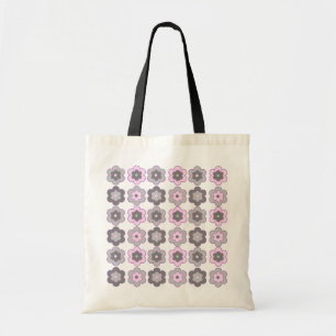 Retro Bubble Flowers (Pink and Grey) Pattern Tote Bag