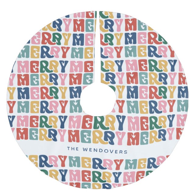 Retro Bubble Letter Custom Christmas  Brushed Polyester Tree Skirt (Front)