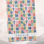 Retro Bubble Letter Custom Christmas  Tea Towel<br><div class="desc">Bright colours and retro bubble letter fonts make these festive and fun! This towel can be customised with a first or last name .</div>