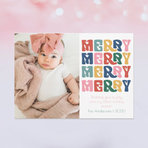 Retro Bubble Letters Merry Holiday Card