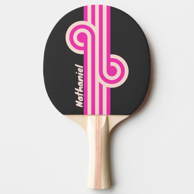 Retro Bubblegum Loop with Name Ping Pong Paddle (Front)