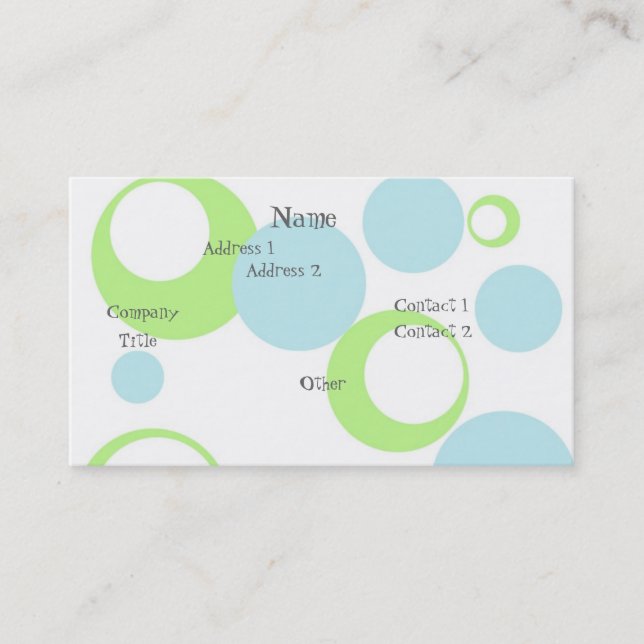 Retro Bubbles Business Card (Front)