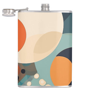 Retro Bubbles Circles and Stripes 338 Hip Flask