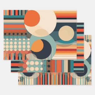 Retro Bubbles Circles and Stripes 338 Wrapping Paper Sheet