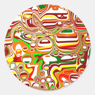 Retro Bubbles Digital Art    Classic Round Sticker