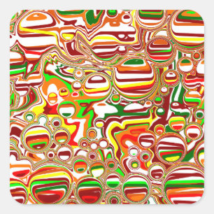 Retro Bubbles Digital Art    Square Sticker