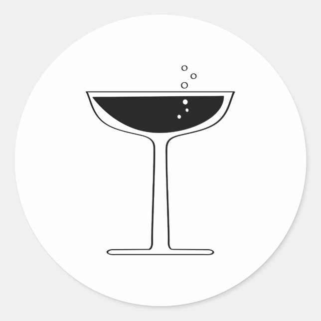 Retro Bubbly Champagne Coupe Glass Cocktail Classic Round Sticker (Front)