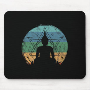 Retro Buddha Buddhist Yoga Spiritual Meditation Ze Mouse Mat