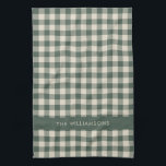 Retro Buffalo Plaid Forest Green Personalised Name Tea Towel<br><div class="desc">Personalised Retro Buffalo Plaid Tartan Pattern Forest Green Kitchen Towel</div>