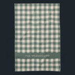 Retro Buffalo Plaid Forest Green Personalised Name Tea Towel<br><div class="desc">Personalised Retro Buffalo Plaid Tartan Pattern Forest Green Kitchen Towel</div>