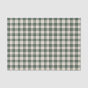 Retro Buffalo Plaid Tartan Pattern Forest Green  Tissue Paper