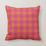 Retro Buffalo Plaid Tartan Pattern Pink and Orange Cushion<br><div class="desc">Retro Buffalo Plaid Tartan Pattern Pink and Orange Throw Pillow</div>