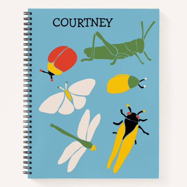 Retro Bugs Insects Illustrations Personalised Notebook (Front)
