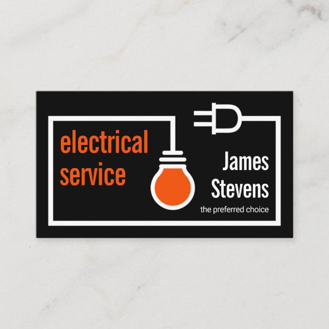 Retro Bulb Plug Electrical Circuit Business Card (Front)