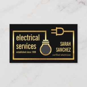 Retro Bulb Plug Electrical Circuit Business Card