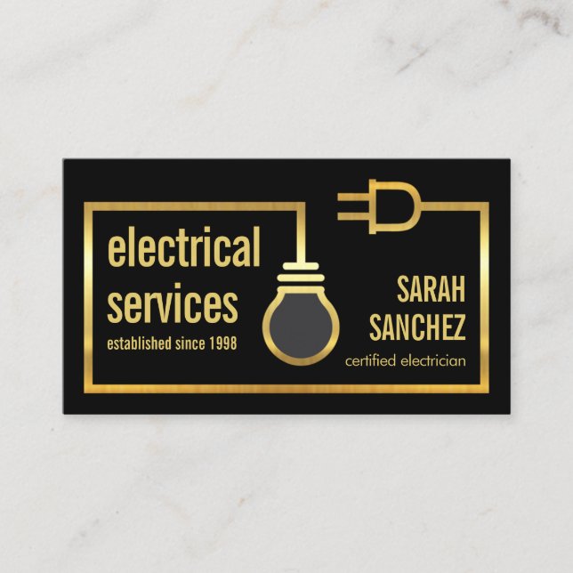 Retro Bulb Plug Electrical Circuit Business Card (Front)