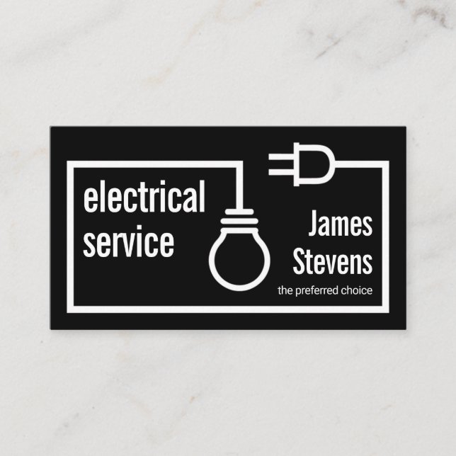 Retro Bulb Plug Electrical Circuit Business Card (Front)