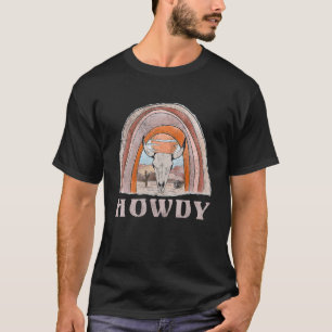 Retro Bull Skulls  Mountains Vintage Howdy Cute Ca T-Shirt