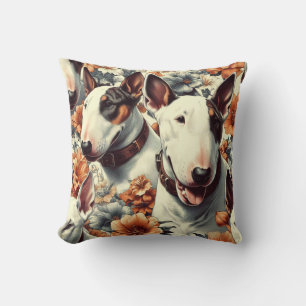 Retro Bull Terrier Seamless Painting Cushion