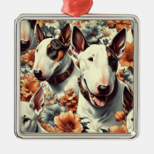 Retro Bull Terrier Seamless Painting Metal Tree Decoration