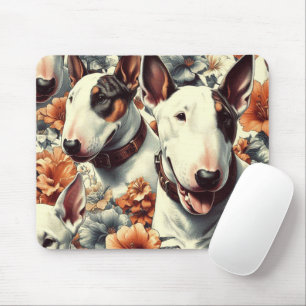 Retro Bull Terrier Seamless Painting Mouse Mat