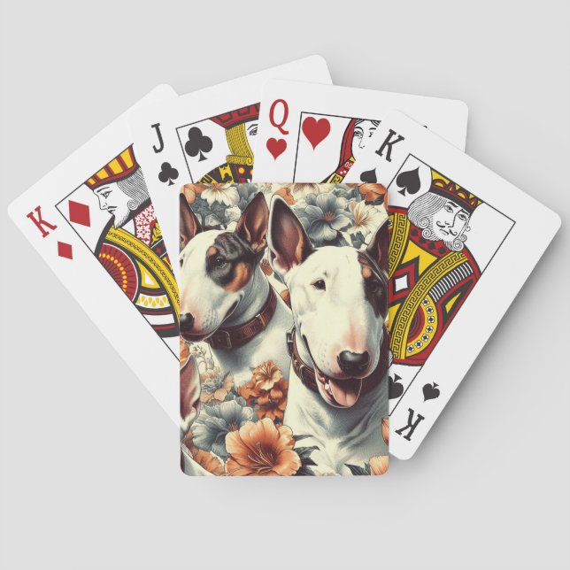 Retro Bull Terrier Seamless Painting Playing Cards (Back)