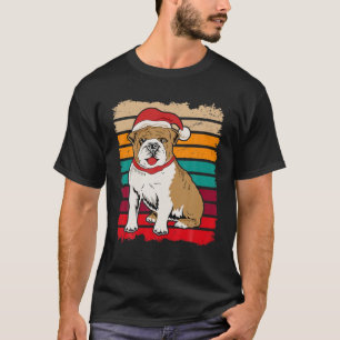 Retro Bulldog Owner Gift Dad Mum Dog Santa Christm T-Shirt