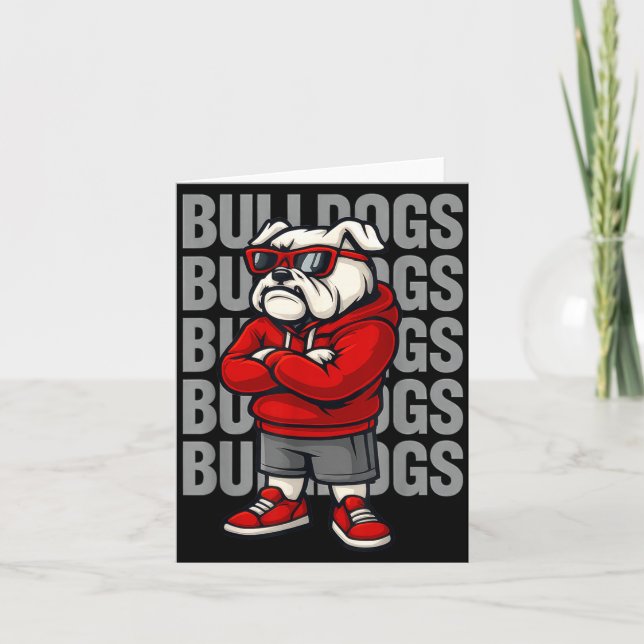 Retro Bulldogs Gift For Men Women Boys Girls Kids  Card (Front)