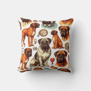 Retro Bullmastiff Seamless Cushion