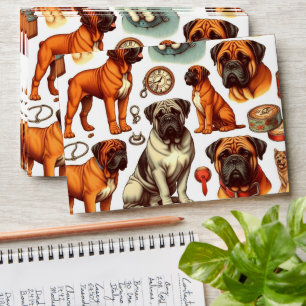 Retro Bullmastiff Seamless Envelope